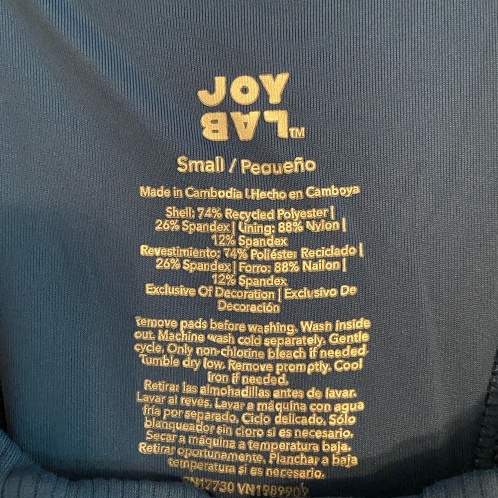 Joy Lab-Blue lace up cropped tank top with attached bra-Women’s size Small-EUC - Picture 4 of 4